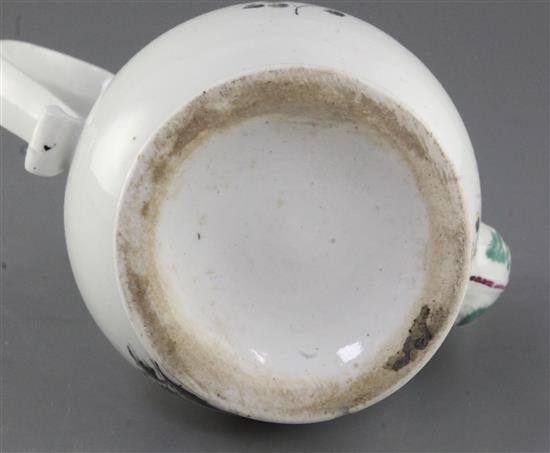 A rare Derby baluster-shaped coffee pot, c.1758, h. 16.7cm, cover lacking and some restoration.